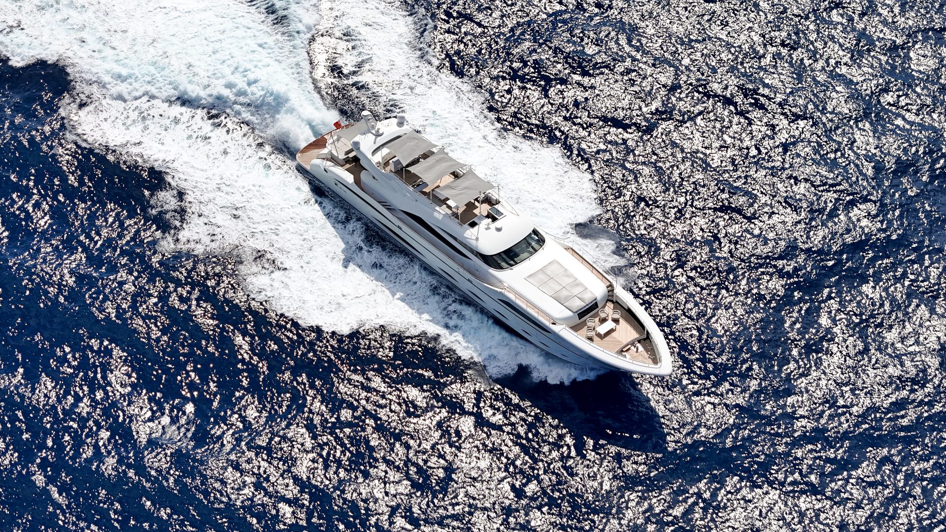 AB 145 cinematic aerial — Ramacciotti Yachts flagship charter vessel 44m
