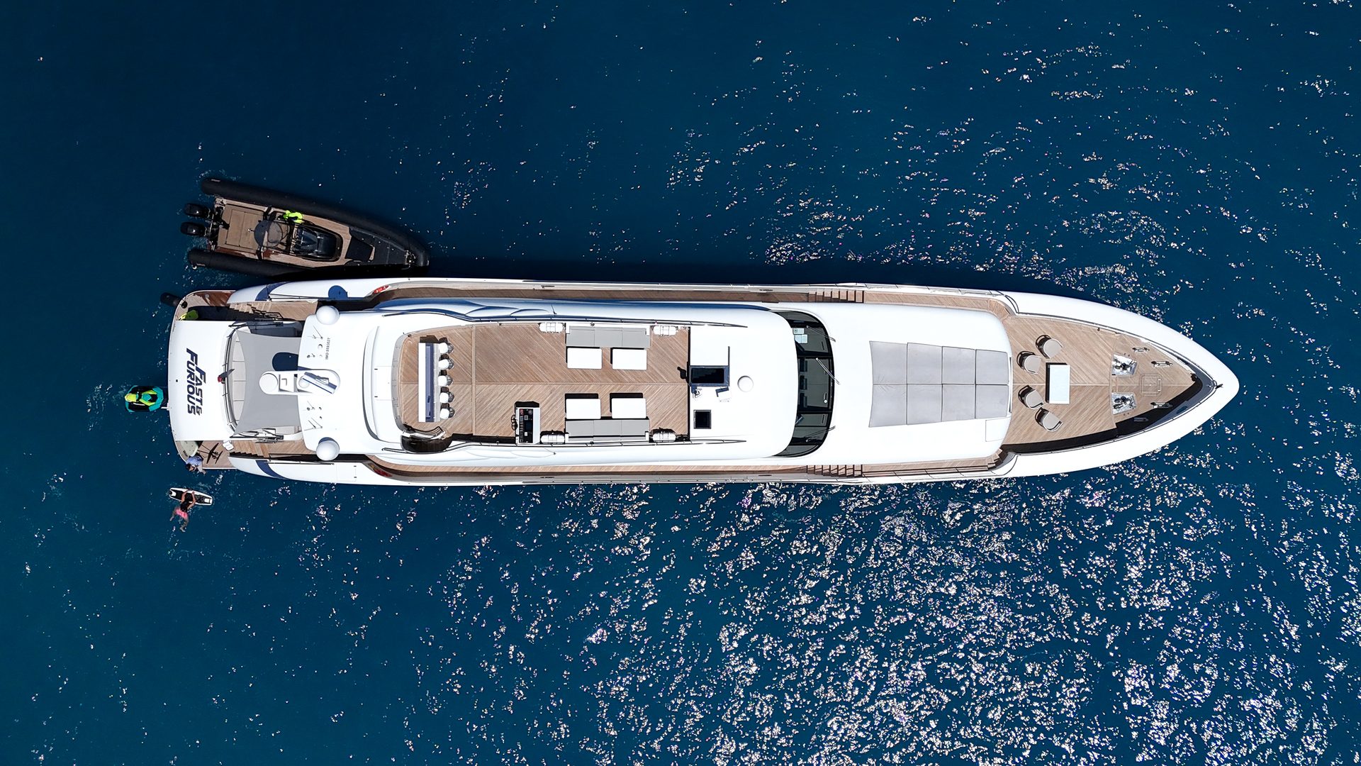 AB 145 drone view — luxury yacht charter Italy, 44m superyacht